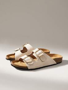 Solecia Women's Buckle Design Casual Fashion Flat Sandals - Off-white - View 2