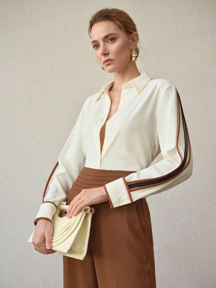CONTRAST PIPING LONG SLEEVE SHIRT
