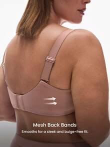 LUVLETTE Plus Full Coverage Underwire Lightly Lined Brown Mesh Side Support Sheer Minimizer Lingerie Bra - Brown - View 3