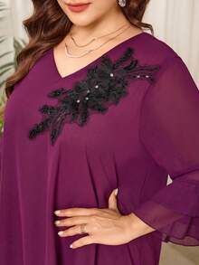 Al Najma Women Arabic Maxi Dress,Summer,Modesty,Traditional,Wedding - Red Violet - View 3