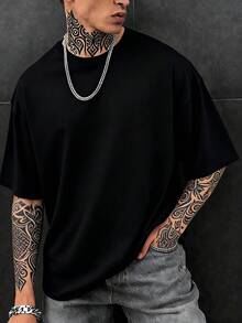 HIMLAND 男士日常通勤学院街头风复古赛车印花T恤 - 黑色 - 查看 2