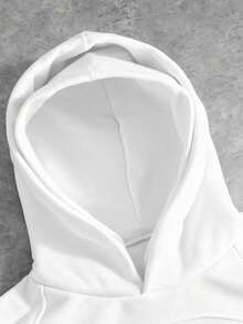 PAVTROS 男士休闲双帽拼接连帽衫，街头风，宽松版型，印花图案，情侣装，朋友装，表达爱意，街头风格，情侣款，结构设计，刺绣图案，双层帽子 - 白色 - 查看 5