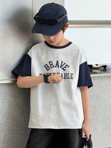 Dazy Kids Tween Boy Color Block Letter & Number Print Casual Short Sleeve T-Shirt - Grey - View 8