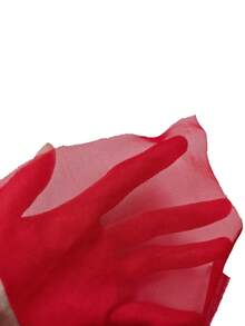 SHEIN Raffinéa 女士优雅蕾丝拼接V领开衩修身鱼尾连衣裙 - 紅色 - 查看 3