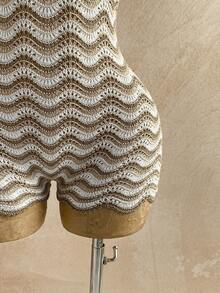 Soleia 性感吊带镂空金属海星连体裤，露背系带设计，适合度假、约会、下午茶、假日、音乐节、波西米亚风、海滩、夏季等场合。 - 彩色 - 查看 6