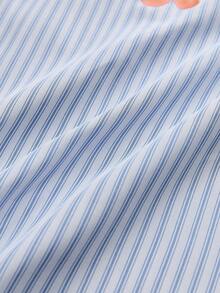 SWAVVY Camisa de manga corta casual de hombre con estampado de rayas, letras y flores, para verano - Azul - Ver 6