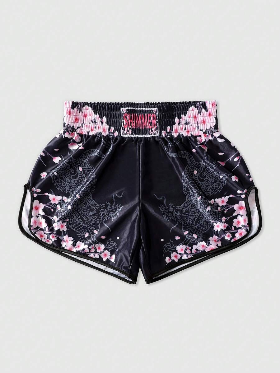 ROMWE MEN Anime Spring/Summer Casual Graphic Men'S Sports Shorts, Boxing Shorts, Basketball Shorts, Summer - Black - View 1