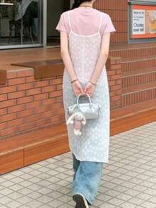 K-Vae Women's Summer New Chiffon Embroidered Semi-Sheer Loose Cover Up Overlay Midi Dress - White - View 2