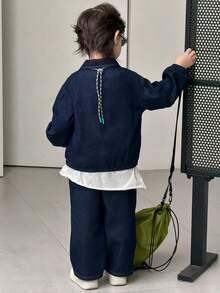 DAZY Young Boy Casual Denim Jacket And Pants Set, Autumn/Spring - Blue - View 7