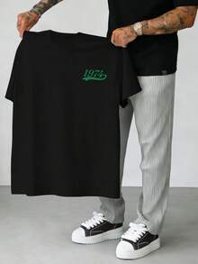 Manfinity LEGND 1 Áo thun nam cổ tròn tay ngắn màu đen, in hình người đeo mặt nạ, phong cách đường phố, mặc hàng ngày, thiết kế khẩu hiệu năm 1974, món quà tuyệt vời cho bạn trai/chồng, áo thun tay ngắn dáng rộng, áo thun hip hop nam, áo thun in hình rapper, áo thun nam phong cách rapper. - màu đen - Xem 5