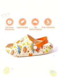 Blippi X SHEIN Cute Dinosaur Cartoon Baby & Toddler & Little Kids Slip-On Sandals Slippers Garden Shoes, Lightweight, Comfortable EVA Material, Non-Slip, Suitable For Beach, Outdoor, Indoor, Unisex,Boys And Girls,Summer Outfits, Spring Outfits,Beach, Vacation - Multicolor - View 2