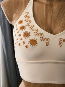 Bellisia 2026SS New Women's Swimwear White Summer Boho Sequin Beach Holiday,2pcs Embroidered Cute & Sweet Retro Elegant Camisole Strap Bikini Cream Two Pieces - Multicolor - View 4