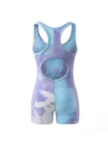 SHEIN 少女扎染针织连体裤 休闲运动服 扎染连体裤 扎染紧身衣 运动连体裤 体操紧身衣 女士紧身衣 运动连体裤 扎染连身裤 健身房运动服 紧身衣 健身连体裤 - 藍色 - 查看 4