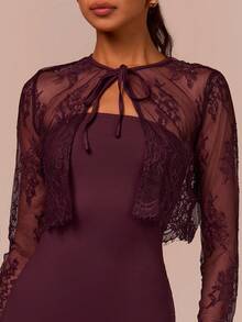 COSMINA Elegant Women's Set, Lace Blouse And Strapless Dress Set, Valentine's Day Dress, Date, Gathering, Party, Banquet, Cocktail Dress, Wedding Season Dress, Wedding Guest Dress, Fashionable Women's Set - Brown - View 2