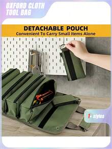 1pc CRILANO Heavy-Duty Roll-Up Tool Bag - Waterproof Oxford Cloth Organizer For Mechanics, Electricians, Carpenters & More - Durable, Portable & Stylish Industrial Gear With Multiple Compartments, Tool Storage Organizer - Multicolor - View 4