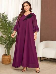 Al Najma Women Arabic Maxi Dress,Summer,Modesty,Traditional,Wedding - Red Violet - View 4