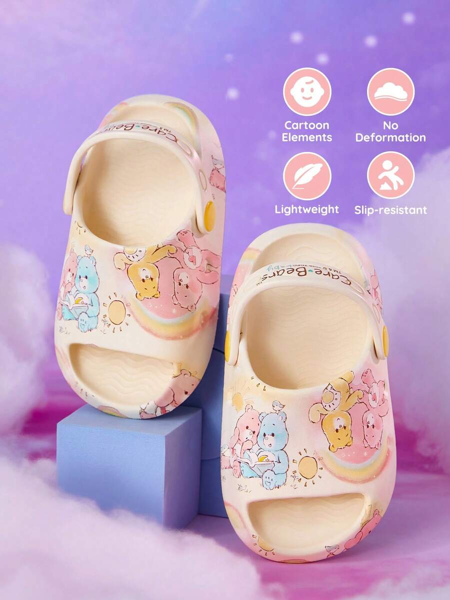 SHEIN X Care Bears Dép xăng đan hình hoạt hình dễ thương cho bé gái, trẻ nhỏ và trẻ em, dép đi vườn, chất liệu EVA nhẹ và thoải mái, thích hợp cho bãi biển, hoạt động ngoài trời, trong nhà, unisex. - Màu be - Xem 1