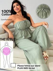 Solflare Bộ đồ lót nữ cỡ lớn 2 mảnh vải lanh cotton màu xanh lá cây, thích hợp cho ngày lễ - màu xanh lá - Xem 7