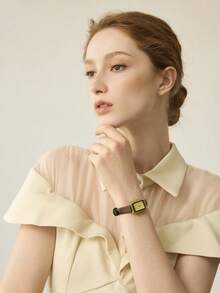 MOTF PREMIUM 丝质金色方形石英表 - 棕色 - 查看 5