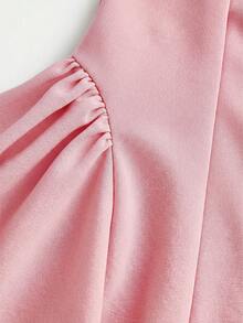 Firerie Kids Tween Girls Elegant & Cute Square Neck A-Line Patchwork Dress With Large Bow Back - Baby Pink - View 5