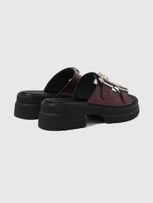 ROMWE Grunge Punk Sandales à brides de style punk rock européen et américain pour femmes avec boucle métallique, sandales romaines à bout ouvert pour la plage, sandales compensées gothiques pour les vacances d'été et Halloween - Marron mat - Voir 4