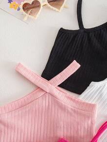 SHEIN Conjunto de 4 piezas de estilo de chaleco irregular de punto lindo para bebé niña en primavera/verano - Multicolor - Ver 5