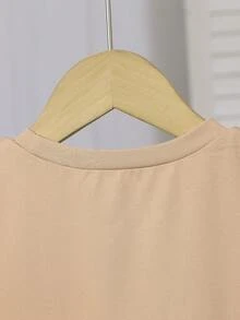 SHEIN 1件男童休闲卡其色T恤，时尚运动夏季上衣 - 卡其色 - 查看 5