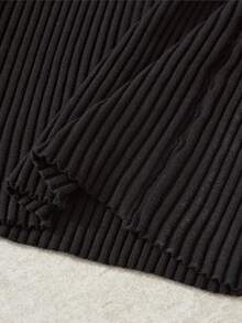 MOTF PREMIUM 撞色欧根纱短袖针织上衣 - 黑色 - 查看 8