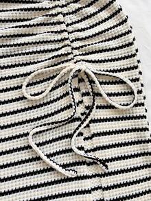 Soleia 新款优雅度假风无肩带贝壳扭结抽绳开衩长裙，春夏款 - 彩色 - 查看 6