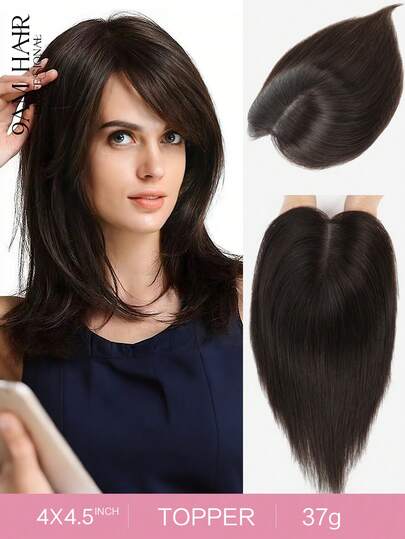 Hair Toppers For Women Real Human Hair Toppers 12 Inch Hair Topper Straight Hair Pieces For Women With Thinning Hair To Adding Hair Volume