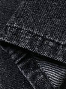 DAZY Tween Boy Casual Fashionable Street Daily Commute Slogan Print Elastic Waist Patchwork Pocket Loose Wide Leg Jeans - Dark Wash - View 8