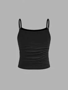 SHEIN Girlism 3件套 少女修身休闲运动吊带背心基础款上衣 - 紅色 - 查看 3