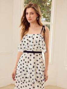 MOTF PREMIUM FASHIONABLE JACQUARD POLKA DOT WOMEN'S SLIP DRESS - White - View 4