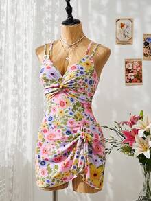 Swim Vcay Váy áo tắm nữ gợi cảm họa tiết hoa nhí đan chéo dành cho kỳ nghỉ biển. - Nhiều màu - Xem 6