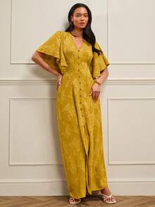Lilora Đầm maxi màu vàng cho nữ, cổ chữ V, tay bồng, chất liệu jacquard, cài cúc phía trước, đầm maxi vải lanh, đầm màu vàng chanh, đầm dài màu vàng cho nữ. Kiểu dáng thanh lịch và tinh tế, phù hợp cho các buổi đi chơi, đi làm, mặc thường ngày, dự tiệc, hẹn hò, tụ họp, dã ngoại, kỳ nghỉ và du lịch. Đầm mùa hè, đầm mùa xuân cho nữ, đầm maxi cho nữ, đầm vàng cho nữ, đầm cài cúc phía trước cho nữ. - Màu vàng - Xem 5