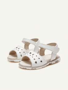 Cozy Pixies 一双女婴夏季白色凉鞋，幼儿鞋，星月爱心镂空露趾软底公主鞋，发光鞋，趣味可爱图案 - 白色 - 查看 5