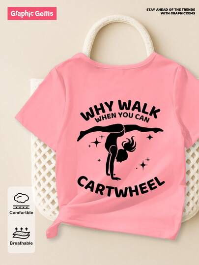 GraphicGems Young Girl Ballet Dancer Cute Sunshine Girl Dance & Yoga Slogan Graphic Casual Comfortable Round Neck Short Sleeve T-Shirt