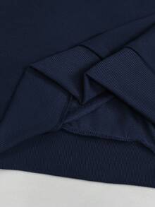 Claim Dot Men Casual Loose Stand Collar Letter Pattern Drop Shoulder Quarter Zip Sweatshirt, Fall, Long Sleeve Top - Blue - View 5