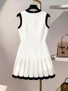 SHEIN Franclia Women's Casual Sleeveless Contrast Color Dress - White - View 2