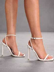 CUCCOO SZL Giày sandal cao gót nữ mùa hè, giày cao gót tốt nghiệp, giày cao gót dự tiệc, giày đi nghỉ mát, giày dự tiệc cá tính, giày dự vũ trường, giày đi chơi đêm, giày mùa xuân, giày nghỉ xuân, giày lễ Phục sinh, giày mùa xuân - trắng - Xem 4