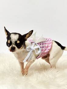 PETSIN 粉色休闲宠物连衣裙，适合春夏季 - 粉色 - 查看 3