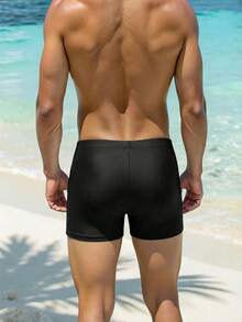 Manfinity Swimmode Men's Summer Beach & Pool Casual Graphic Print Swim Trunks Men Swim Trunks Board Shorts With Compression Liner Bathing Suit Quick Dry  ,Hawaiian - Black and White - View 2