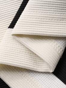 DAZY Tween Boy Casual Striped Quarter Button Short Sleeve T-Shirt, Summer - Black and White - View 8