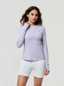 OutZeal 女士户外连帽衫 徒步露营 凉爽触感 带拇指孔 - 淡紫色 - 查看 6