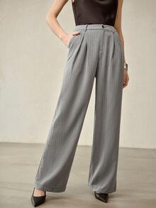 MOTF PREMIUM 女士优雅时尚褶裥裤 - 黑與白 - 查看 5