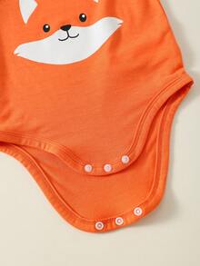 4pcs Newborn Baby Unisex Casual Knitted Rabbit & Fox Cartoon Pattern Sleeveless Romper Set, Summer & Spring Baby Boy Sleeveless Romper Baby Animal Clothes Baby Cartoon Clothes Anime Baby Boy Clothes - Multicolor - View 9