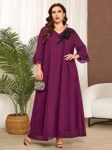 Al Najma Women Arabic Maxi Dress,Summer,Modesty,Traditional,Wedding - Red Violet - View 1