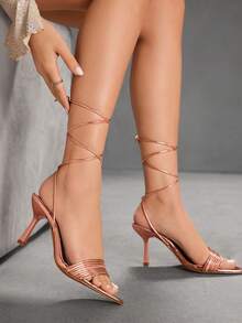 CUCCOO SZL Giày sandal cao gót mũi nhọn màu vàng ánh kim đính đá lấp lánh, kiểu dáng gợi cảm, thích hợp cho tiệc tùng, dịp Giáng sinh và Lễ tình nhân. - Rượu sâm banh - Xem 7