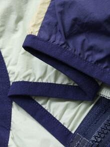 DAZY Tween Boy Letter Graphic Contrast Color Zipper Front Casual Hoodie Jacket - Navy Blue - View 8