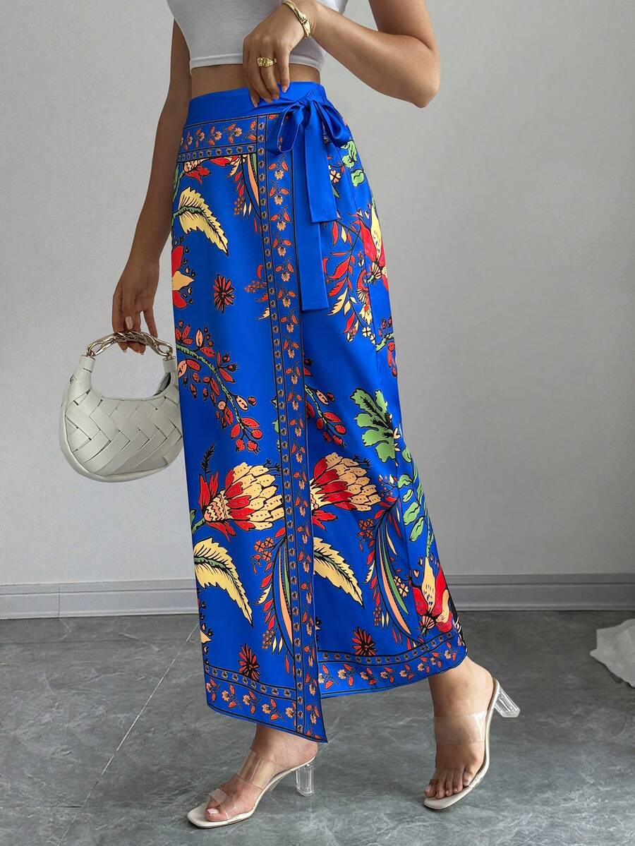 Elenzga Women's All-Over Print Knotted Casual/Holiday Skirt - Multicolor - View 1